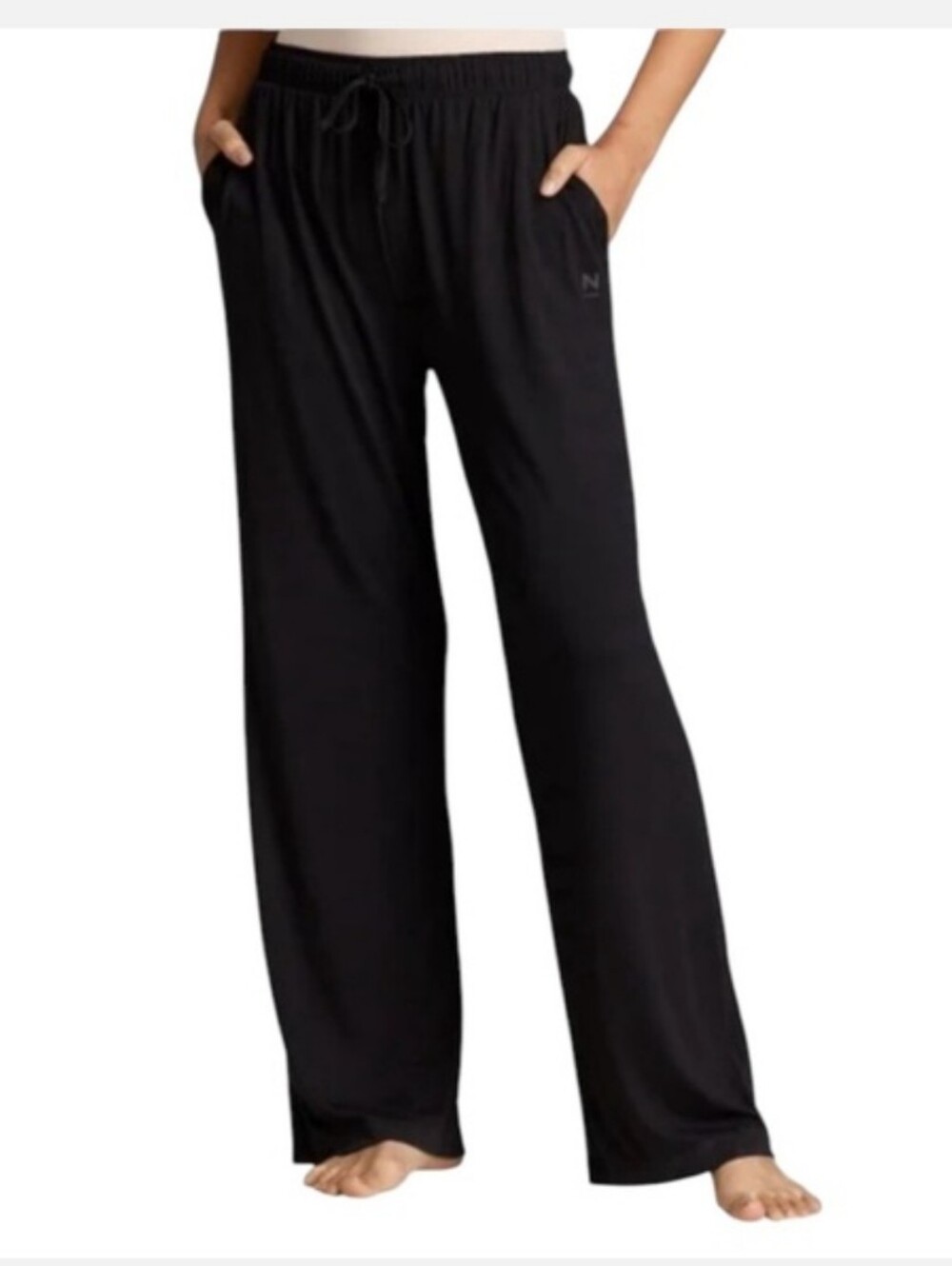 Natori Lounge Pants Size Medium Black PJ Casual Neutral Relaxed Fit Flowy Light